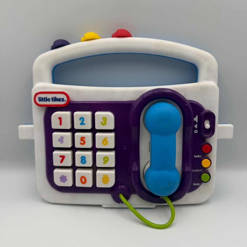 Little Tikes Preschool Activity Center Blue Interactive Phone Clock Toy Tested